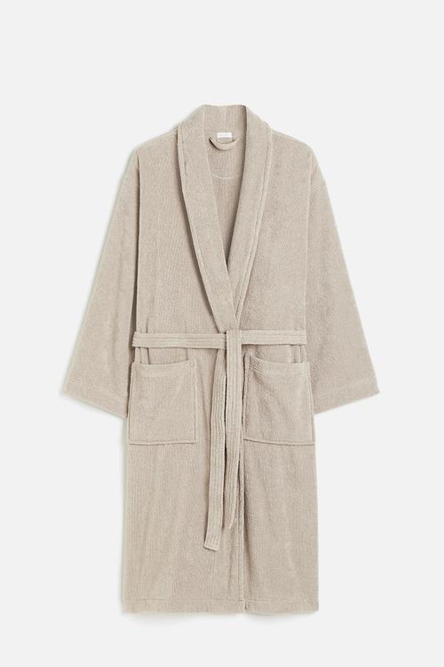 Cotton terry dressing gown - light mole