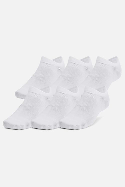 UA Essential No Show 6 Pack - White / White / Halo Gray