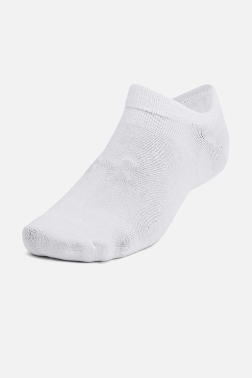UA Essential No Show 6 Pack - White / White / Halo Gray