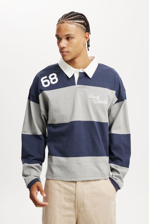 Box fit rugby long sleeve - navy/grey/south london