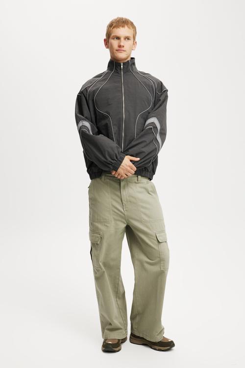 Panelled racer jacket - black / grey