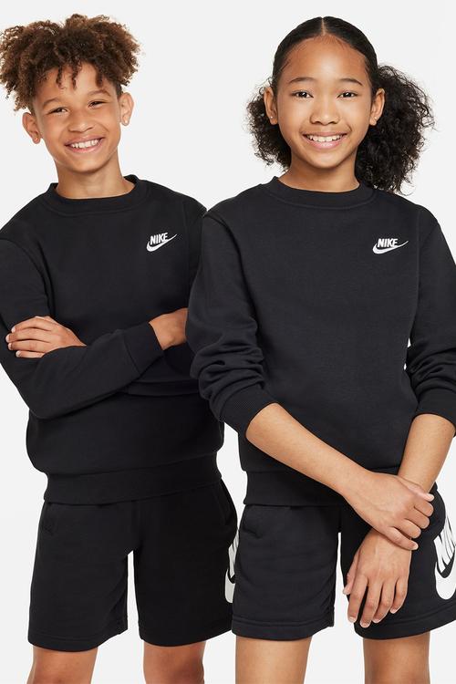K Nsw Club Flc Crew Ls Lbr - Black/White