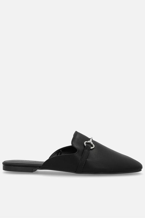 Sophie Slipper Cut Loafer Mule- Black/Silver