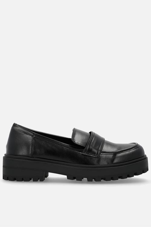 Lauren lug sole loafer - black textured