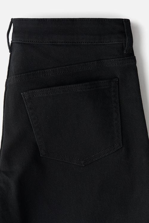 Low-waisted twill trousers - black