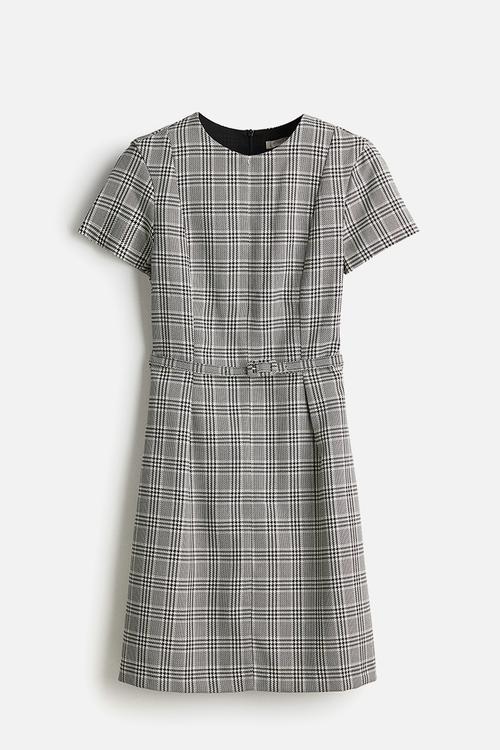 Belted dress - white/black checked