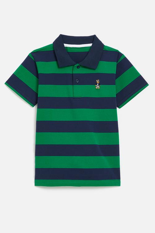 Striped golf shirt-green & navy blue