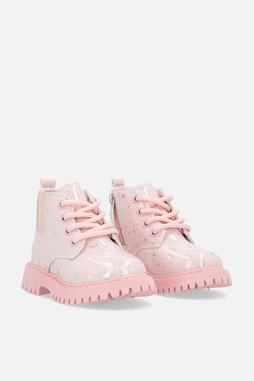 Printed boots - pink & grey