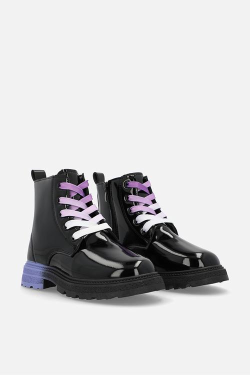 Patent leather boots - black & purple
