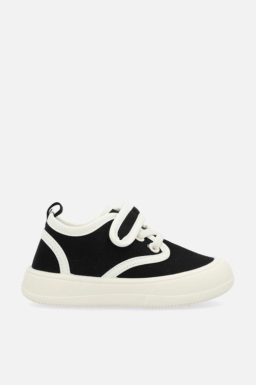 Contrast veclcro strap sneakers - black & white