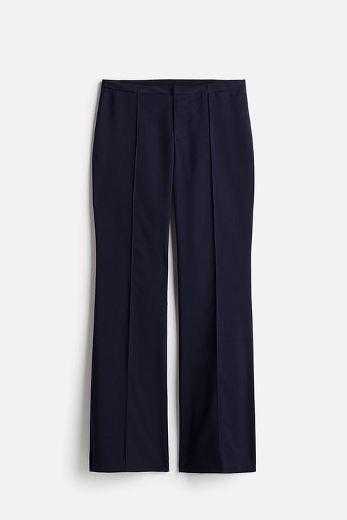 Flared tailored trousers - navy blue