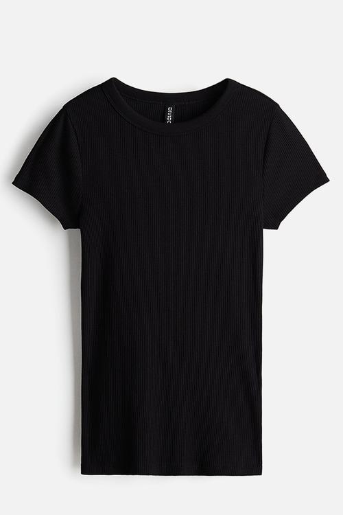 Ribbed t-shirt - black