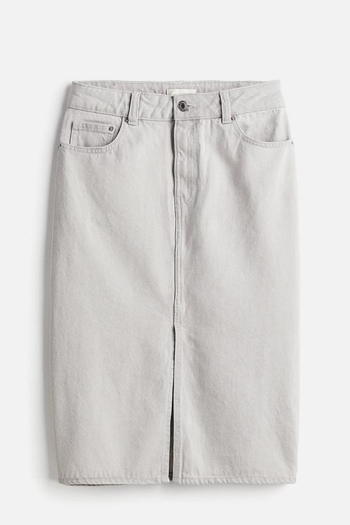 Knee-length denim skirt - light denim grey