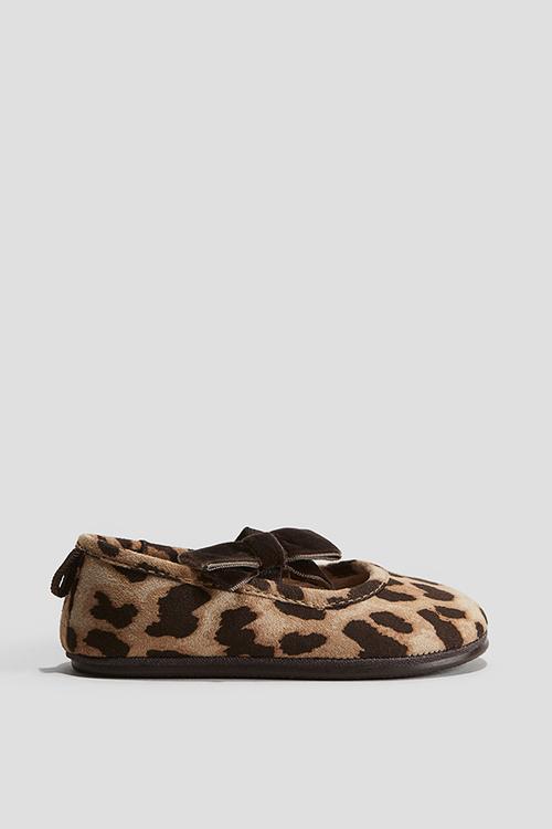 Bow-detail ballet pumps - Brown/Leopard print