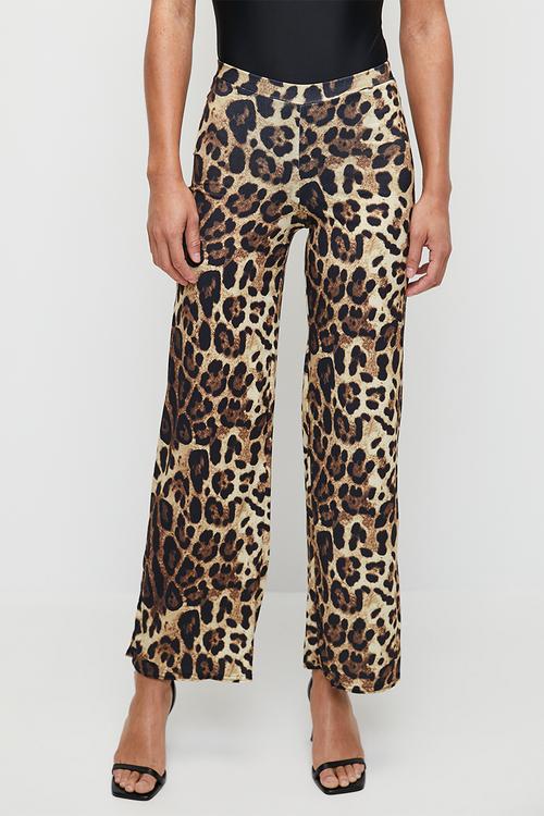 Leopard Print Wide Leg Trouser - Leopard