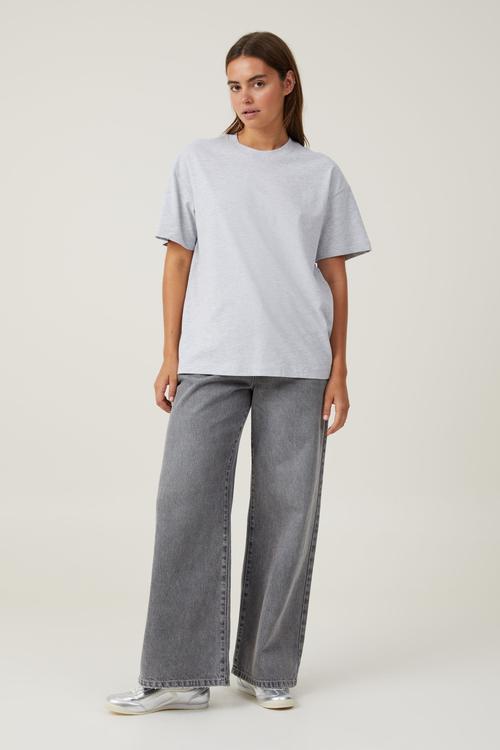 The Boxy Oversized Tee - Grey Marle