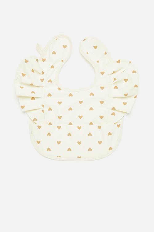 Heart print bib-white