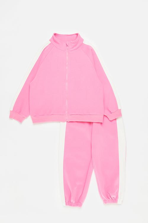 Contrast tracksuit set-pink & white