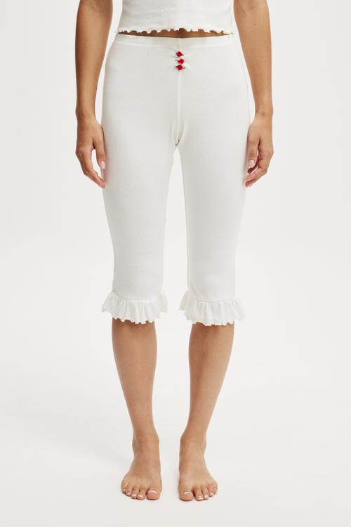 Pointelle Rib Capri - Coconut Milk