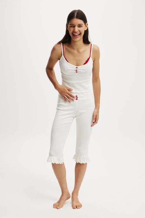 Pointelle Rib Capri - Coconut Milk