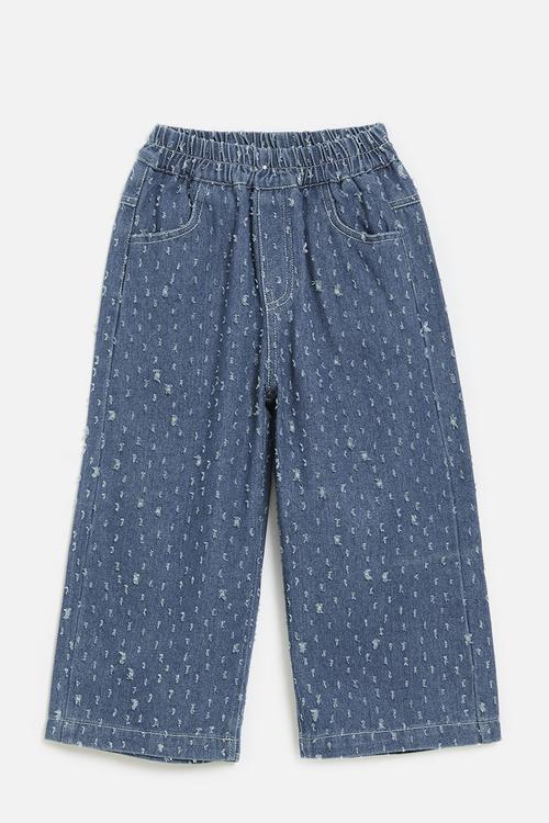 Cropped wide leg jeans-blue