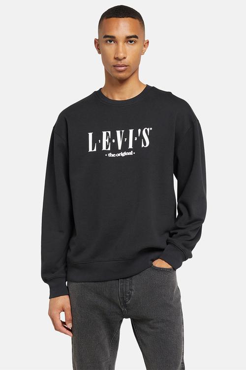Relaxed graphic crew serif logo two miner - black