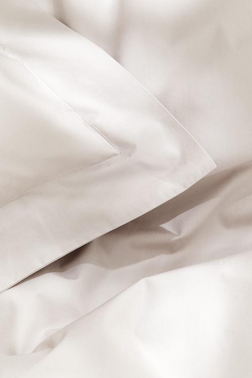 Double/king cotton percale duvet cover set - beige & grey