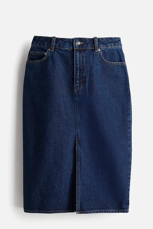 Knee-length denim skirt - dark denim blue