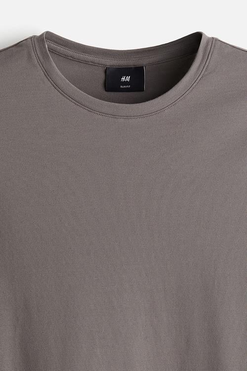 Slim fit jersey top - dark grey