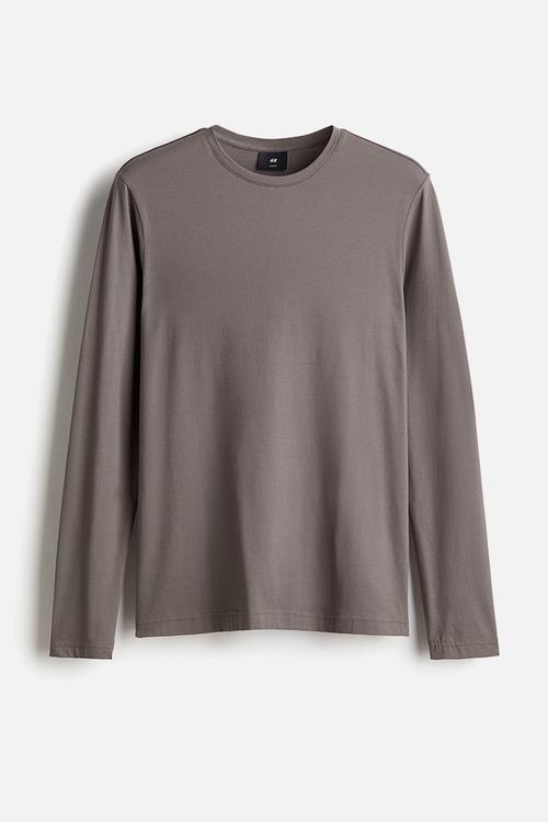 Slim fit jersey top - dark grey