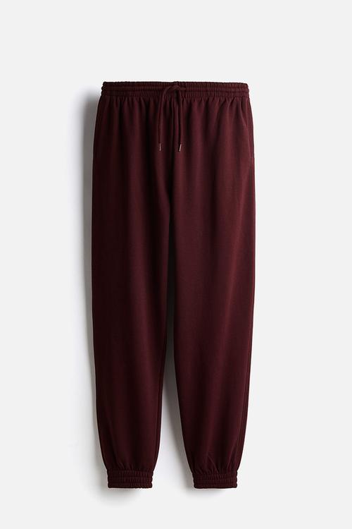 High-waisted joggers - dark red