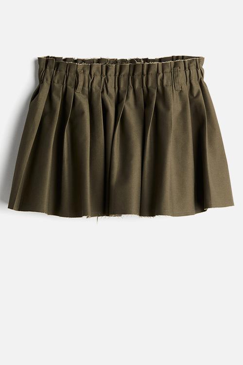 Pleated mini skirt - dark khaki green
