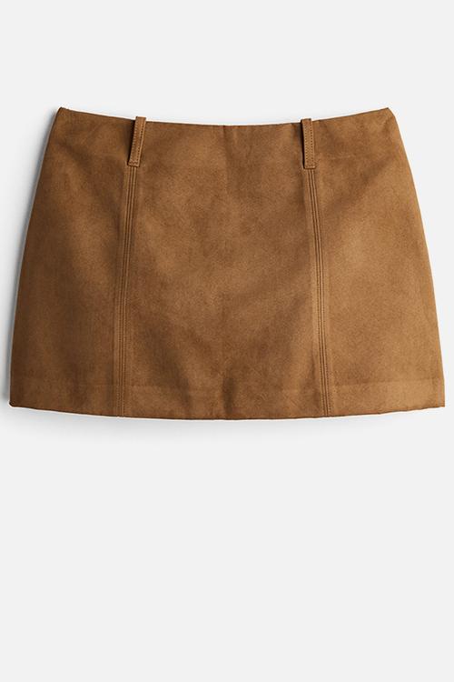 A-line mini skirt - brown