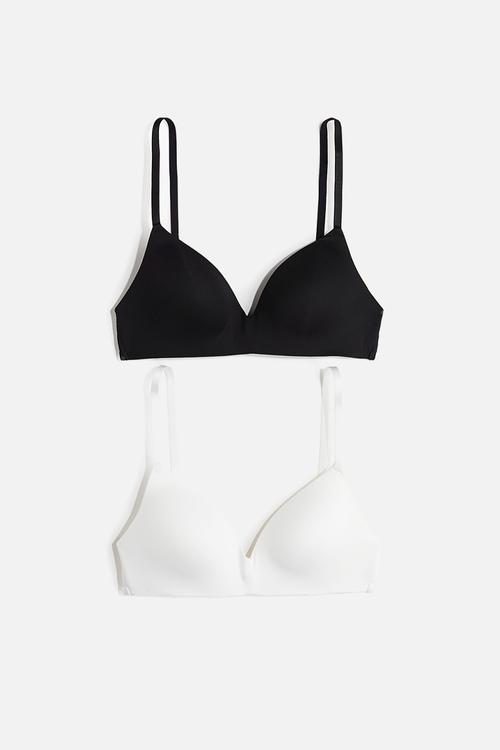 2-Pack microfibre non-wired bras - black & white