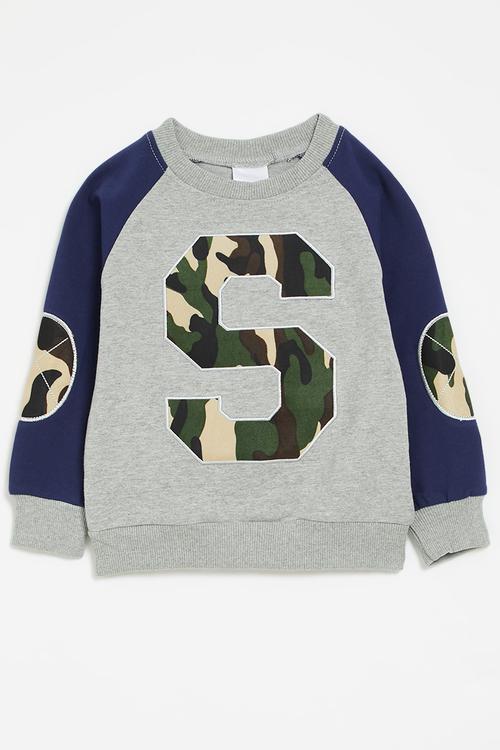 Reglan sweat top - grey & navy blue