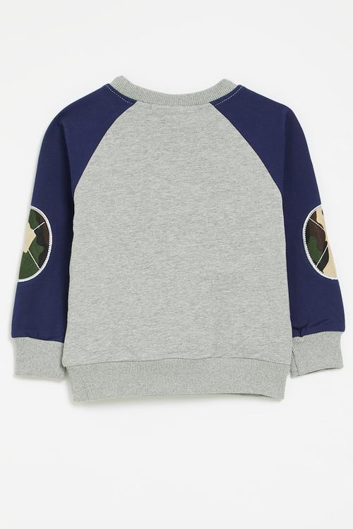 Reglan sweat top - grey & navy blue