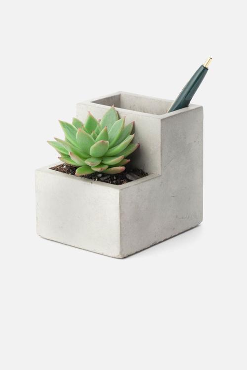Concrete desktop planter