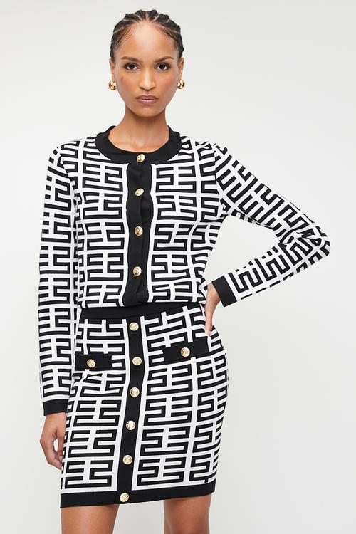 IUMA: Patterned Knit Skirt - Black & White