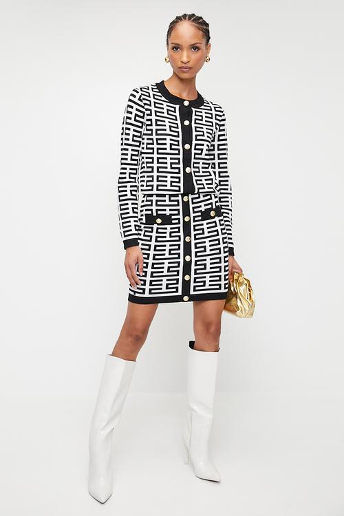 IUMA: Patterned Knit Skirt - Black & White