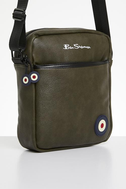 Cross Body PU Lea Bag - Dk Olive