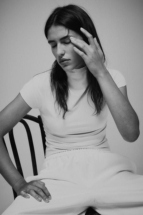 Turtleneck jersey top - pale beige