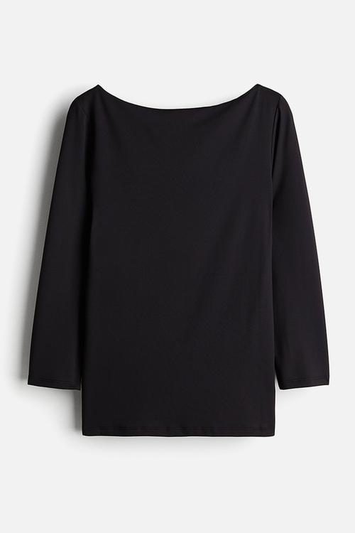 Boat-neck top - black