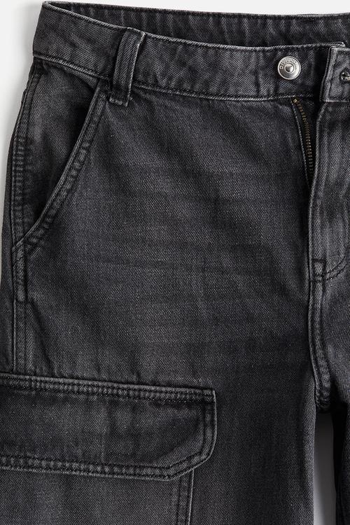 Denim cargo trousers - black
