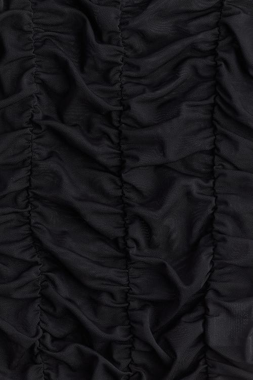 Ruched mesh top - black