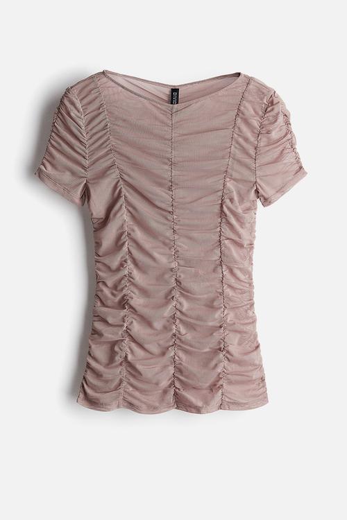 Ruched mesh top - pink