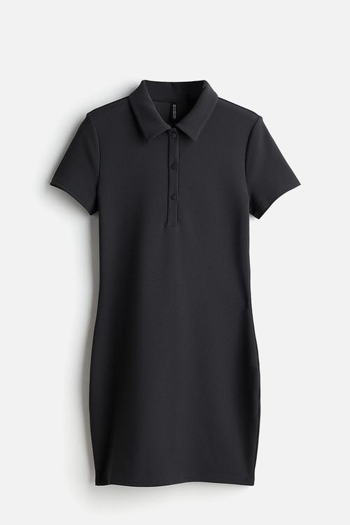 Crêpe polo dress - grey