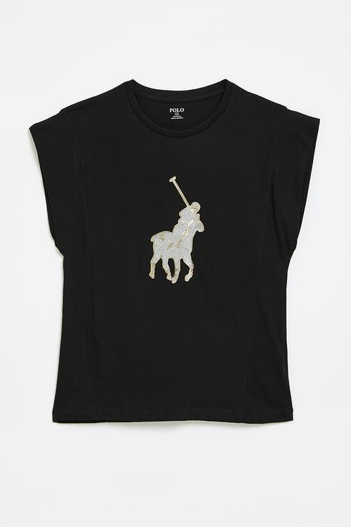 Girls jessica printed ss tee - black
