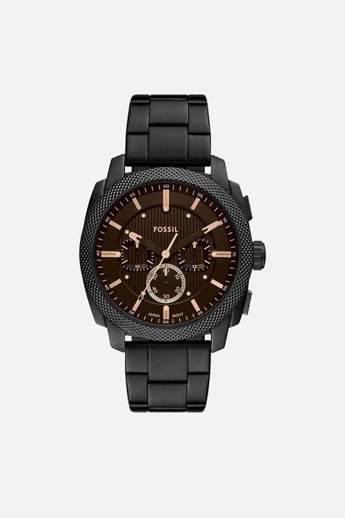 Fossil mens machine chronograph stainless steel watch - black