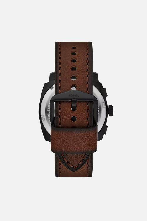 Fossil mens machine chronograph watch and bracelet set - brown