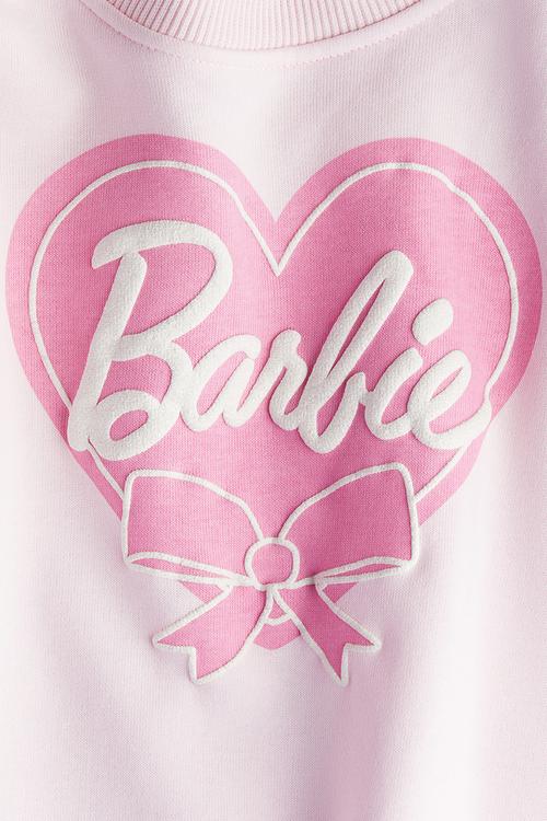 Frill-trimmed printed sweatshirt - light pink & barbie